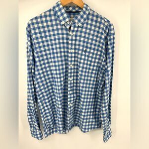Johnnie-O men’s hangin out gingham blue check button down long sleeve shirt sz L